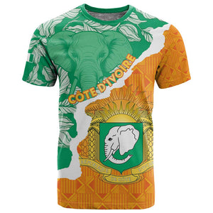 Personalized Afro Ivory Coast T shirt Coat Of Arms With Kente Pattern