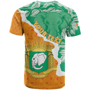 Personalized Afro Ivory Coast T shirt Coat Of Arms With Kente Pattern