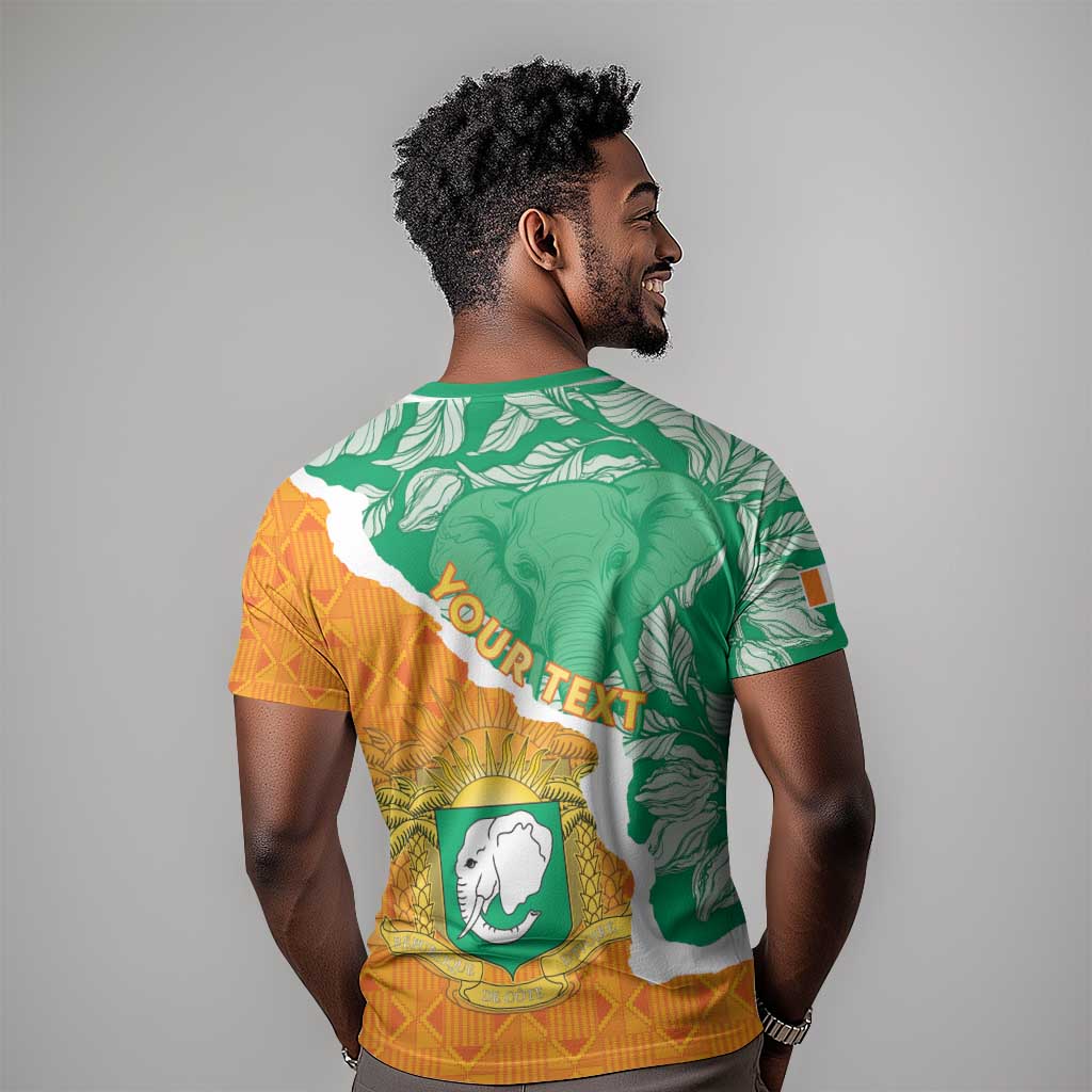 Personalized Afro Ivory Coast T shirt Coat Of Arms With Kente Pattern