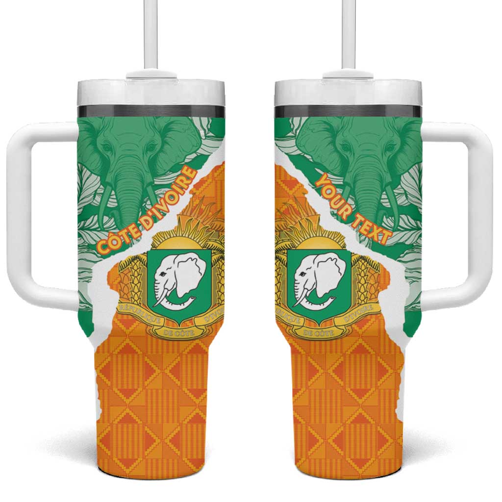 Personalized Afro Ivory Coast Tumbler With Handle Coat Of Arms With Kente Pattern