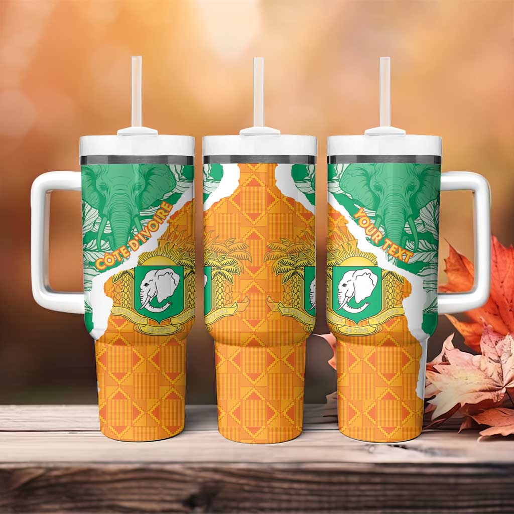 Personalized Afro Ivory Coast Tumbler With Handle Coat Of Arms With Kente Pattern