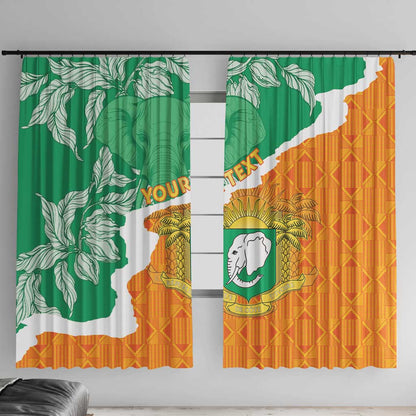 Personalized Afro Ivory Coast Window Curtain Coat Of Arms With Kente Pattern