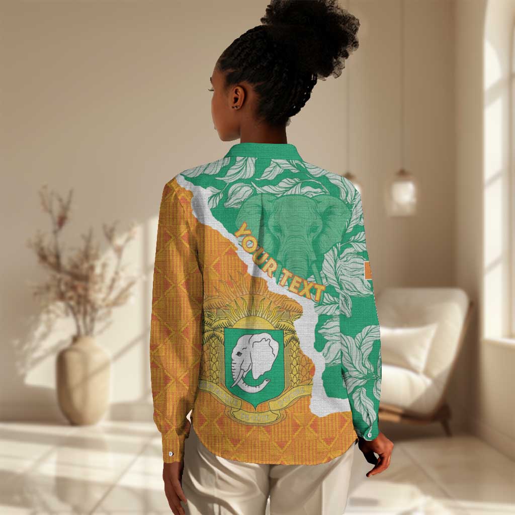 Personalized Afro Ivory Coast Women Casual Shirt Coat Of Arms With Kente Pattern LT15