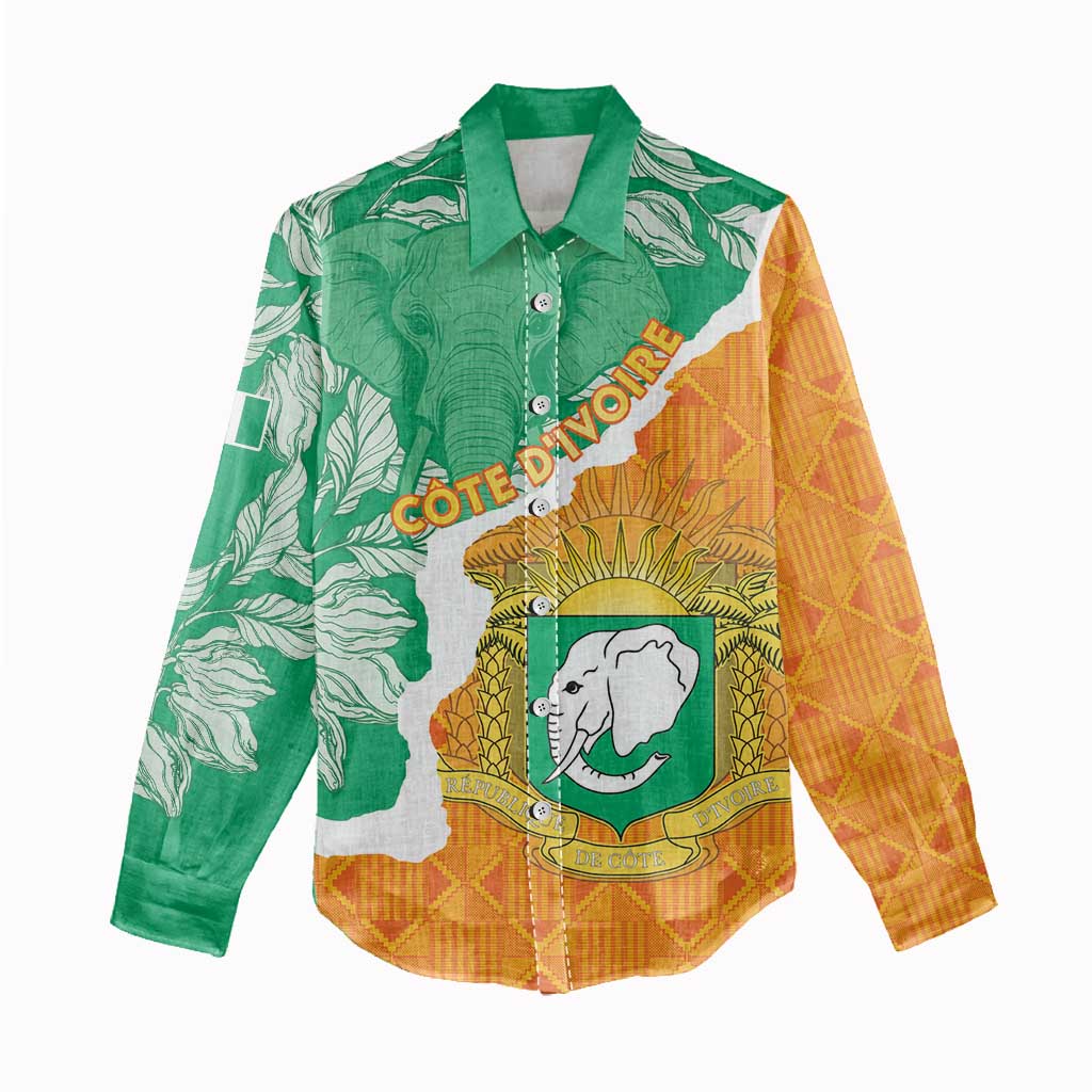 Personalized Afro Ivory Coast Women Casual Shirt Coat Of Arms With Kente Pattern LT15