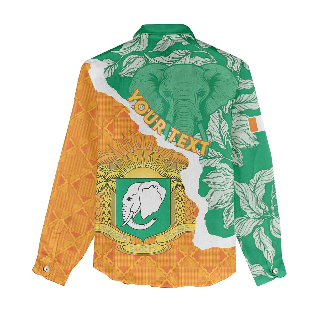 Personalized Afro Ivory Coast Women Casual Shirt Coat Of Arms With Kente Pattern LT15