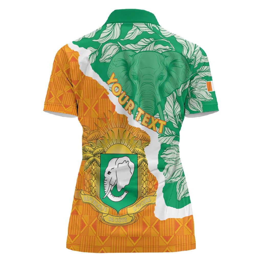 Personalized Afro Ivory Coast Women Polo Shirt Coat Of Arms With Kente Pattern
