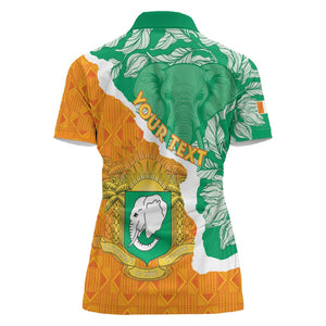Personalized Afro Ivory Coast Women Polo Shirt Coat Of Arms With Kente Pattern