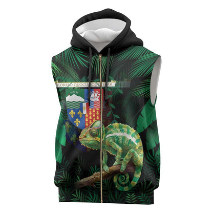 Reunion Island Sleeveless Zip Hoodie Furcifer Pardalis - African Pride