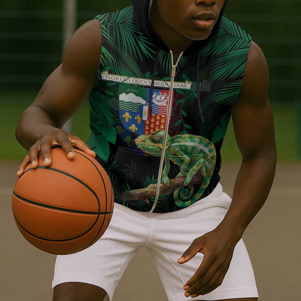 Reunion Island Sleeveless Zip Hoodie Furcifer Pardalis - African Pride