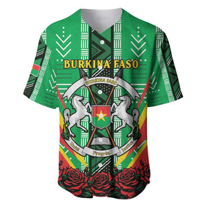Personalised Afro Burkina Faso Baseball Jersey Coat Of Arms With Rose