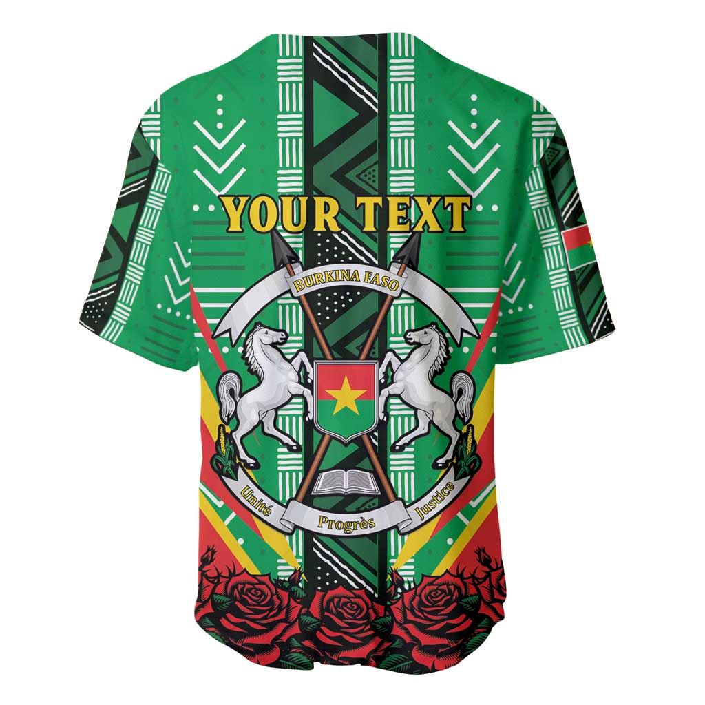 Personalised Afro Burkina Faso Baseball Jersey Coat Of Arms With Rose