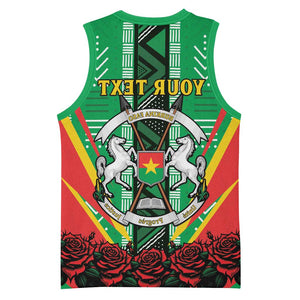 Personalised Afro Burkina Faso Basketball Jersey Coat Of Arms With Rose - African Pride