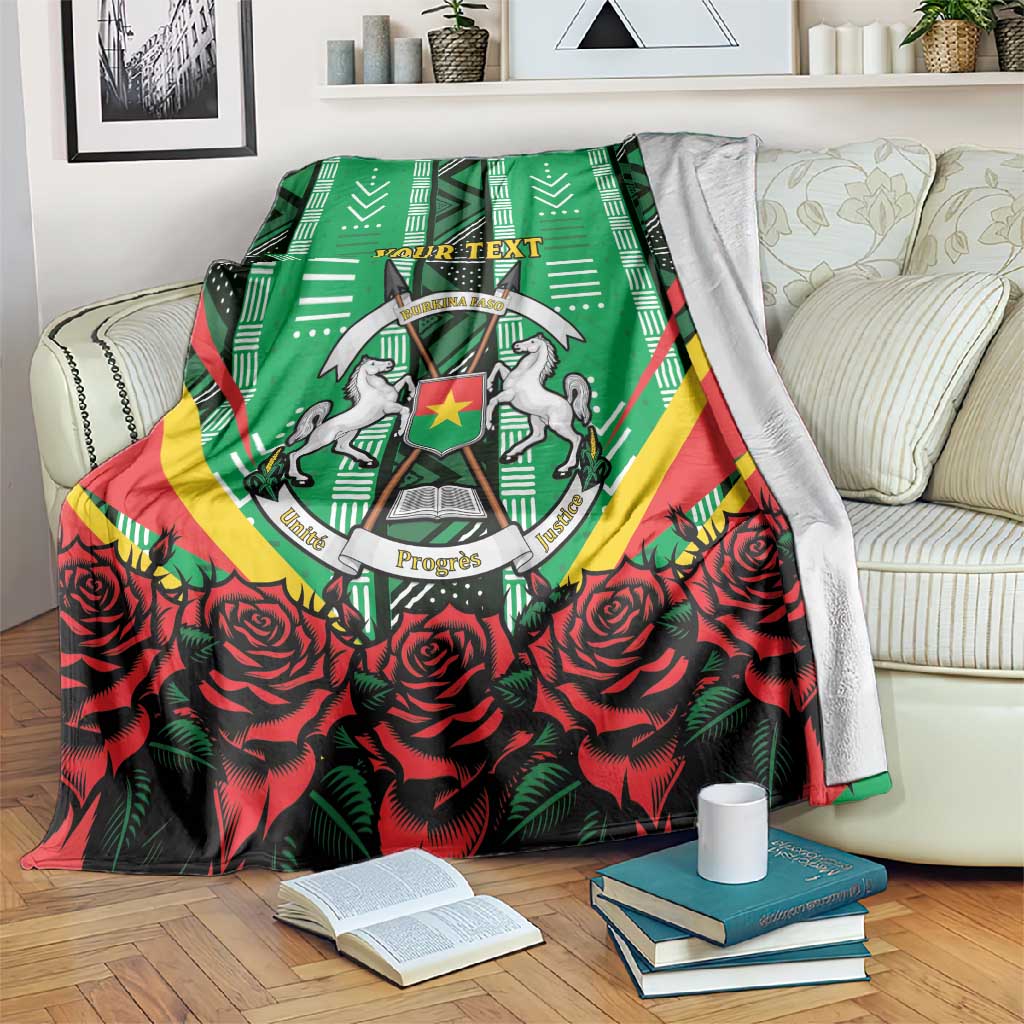 Personalised Afro Burkina Faso Blanket Coat Of Arms With Rose