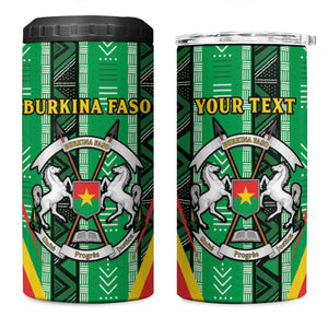Personalised Afro Burkina Faso 4 in 1 Can Cooler Tumbler Coat Of Arms With Rose