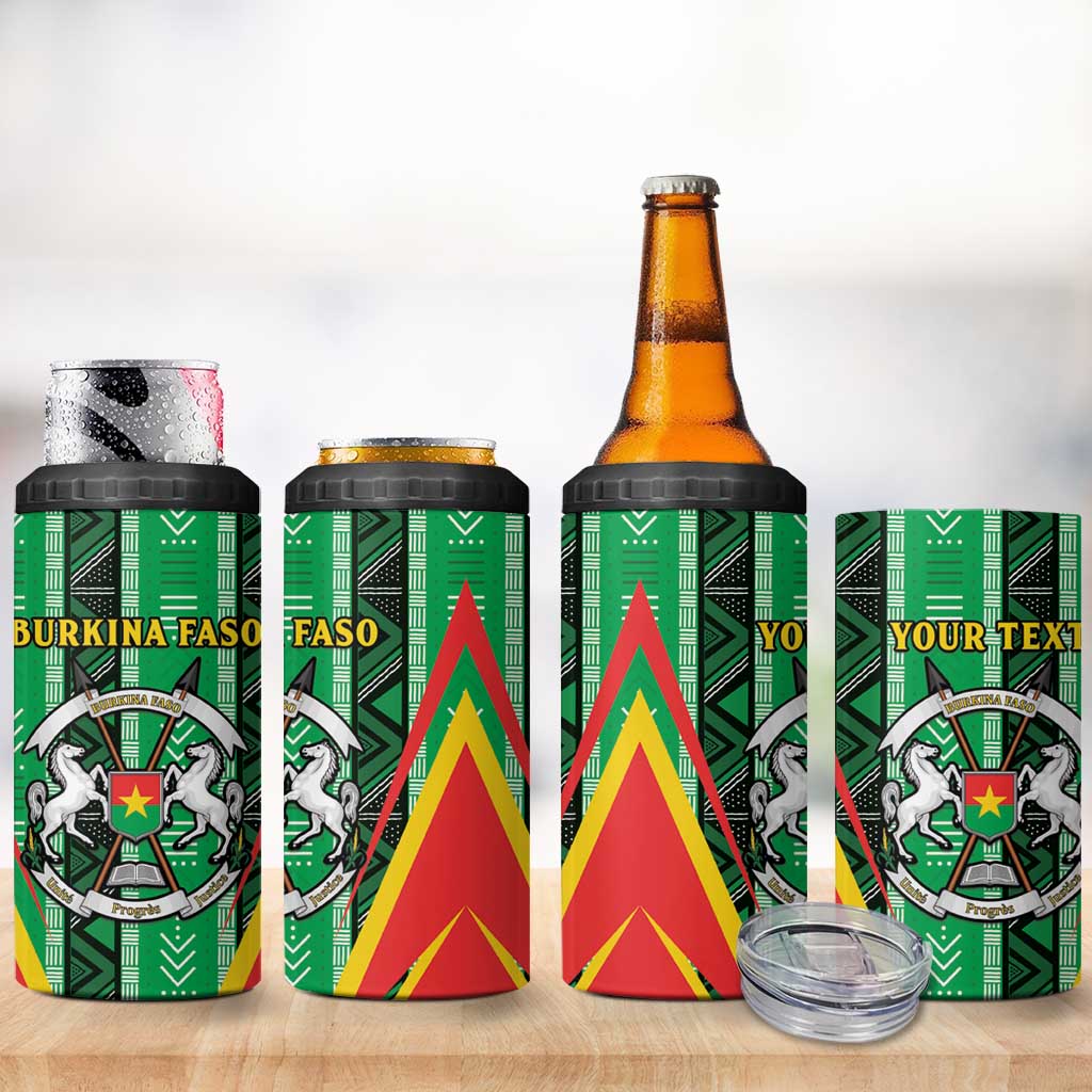 Personalised Afro Burkina Faso 4 in 1 Can Cooler Tumbler Coat Of Arms With Rose