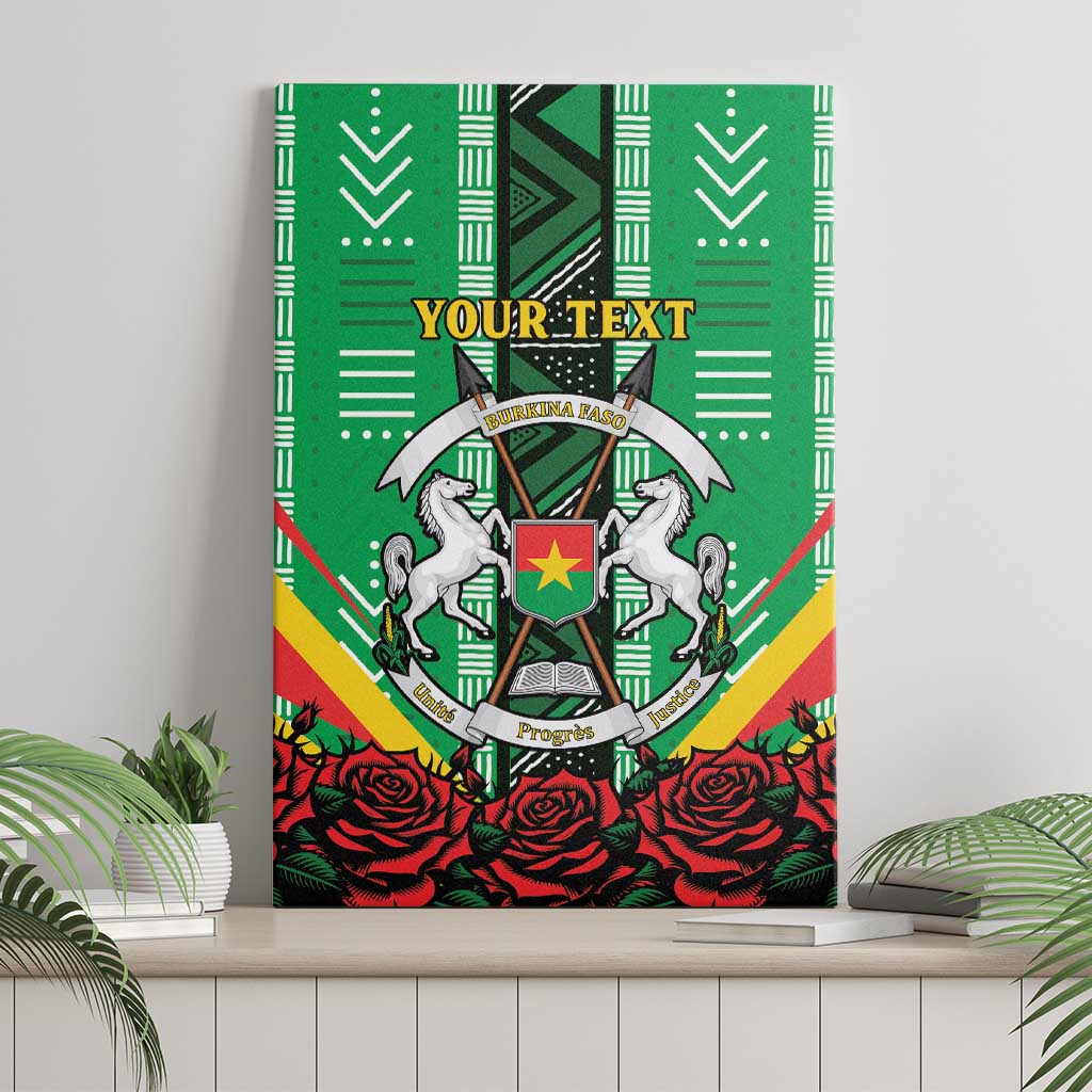 Personalised Afro Burkina Faso Canvas Wall Art Coat Of Arms With Rose
