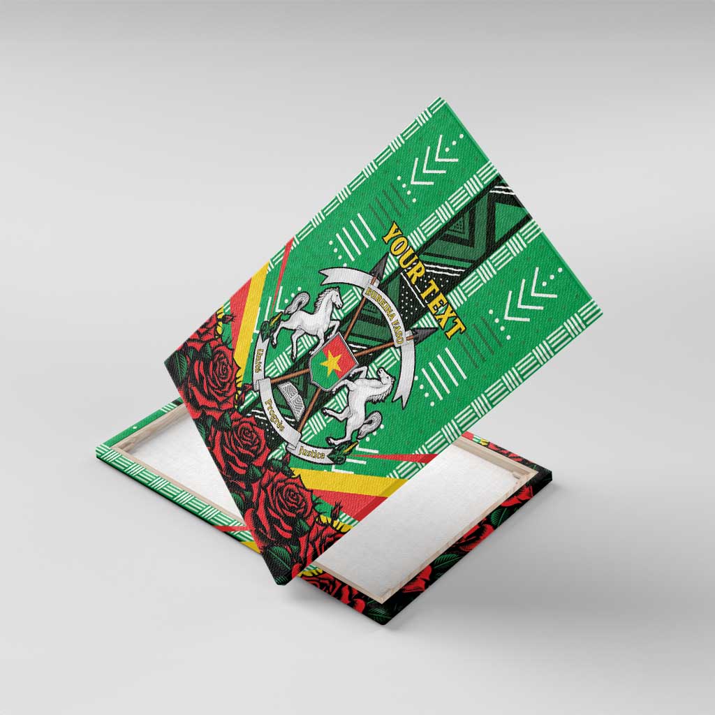 Personalised Afro Burkina Faso Canvas Wall Art Coat Of Arms With Rose