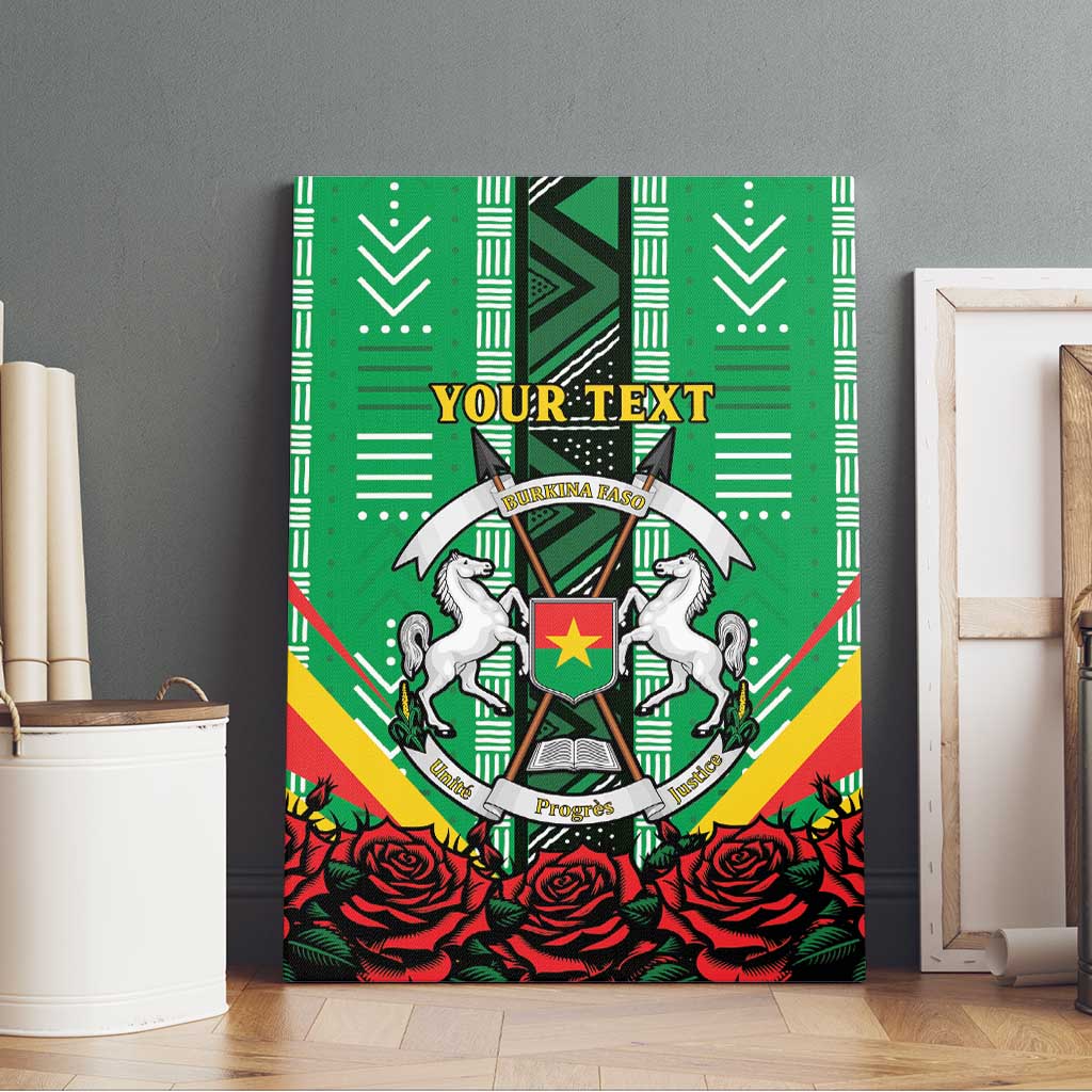 Personalised Afro Burkina Faso Canvas Wall Art Coat Of Arms With Rose