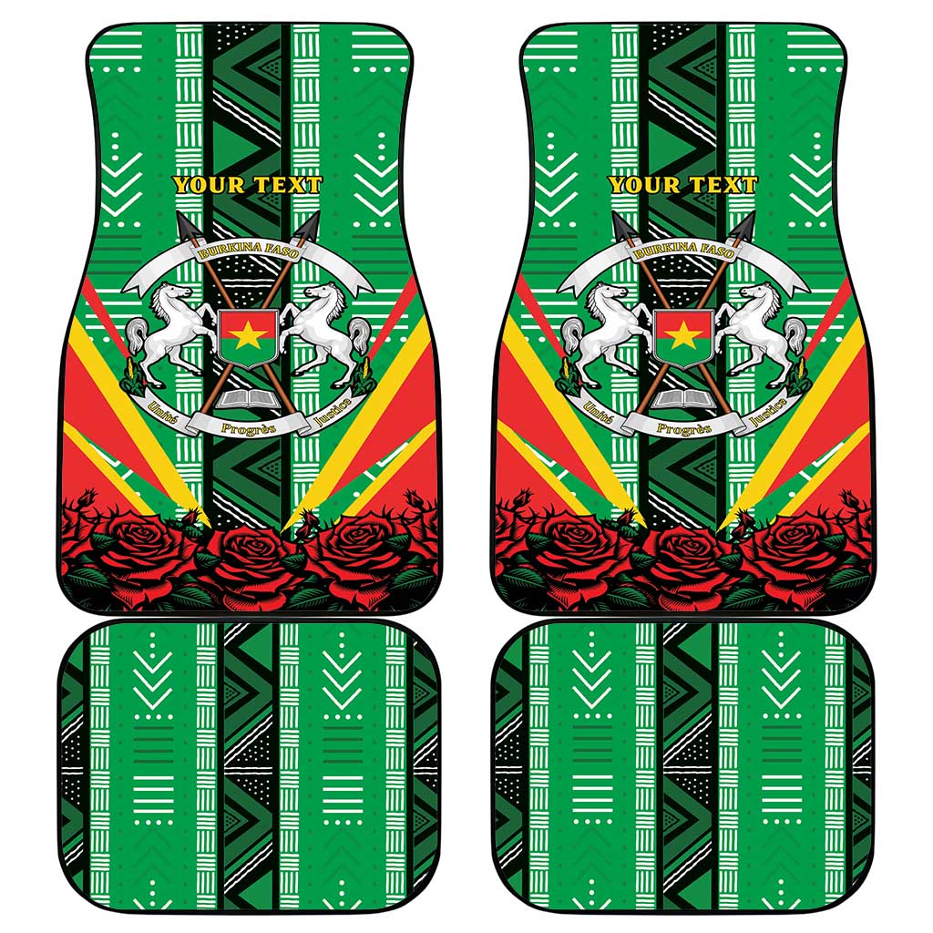 Personalised Afro Burkina Faso Car Mats Coat Of Arms With Rose