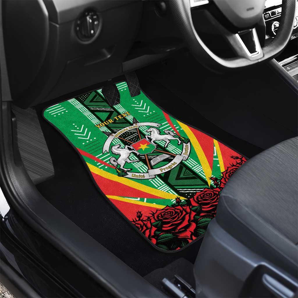 Personalised Afro Burkina Faso Car Mats Coat Of Arms With Rose
