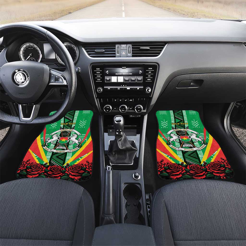 Personalised Afro Burkina Faso Car Mats Coat Of Arms With Rose