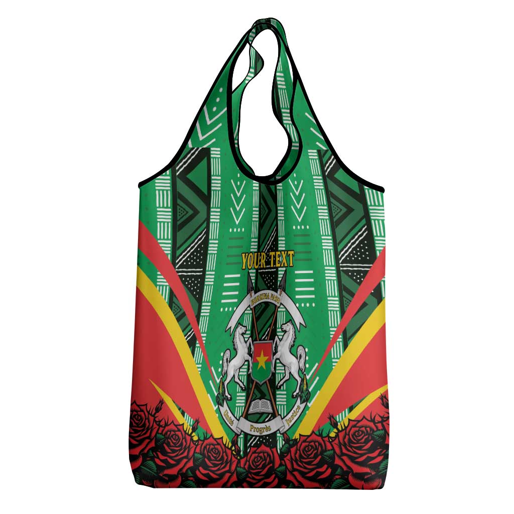 Personalised Afro Burkina Faso Grocery Bag Coat Of Arms With Rose