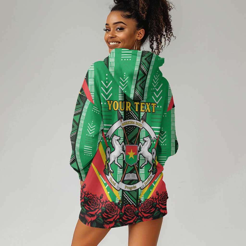 Personalised Afro Burkina Faso Hoodie Dress Coat Of Arms With Rose