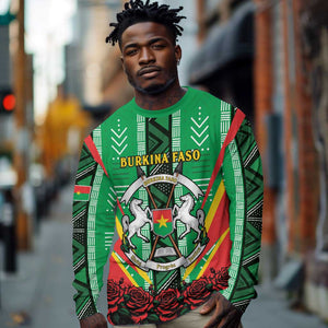 Personalised Afro Burkina Faso Long Sleeve Shirt Coat Of Arms With Rose