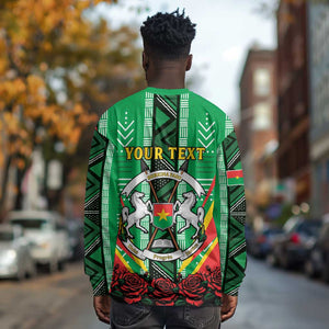 Personalised Afro Burkina Faso Long Sleeve Shirt Coat Of Arms With Rose