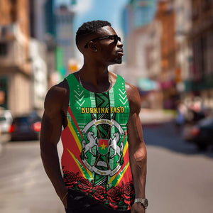 Personalised Afro Burkina Faso Men Tank Top Coat Of Arms With Rose