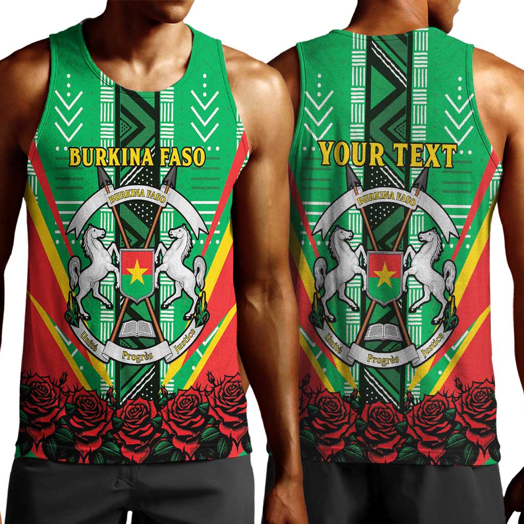 Personalised Afro Burkina Faso Men Tank Top Coat Of Arms With Rose