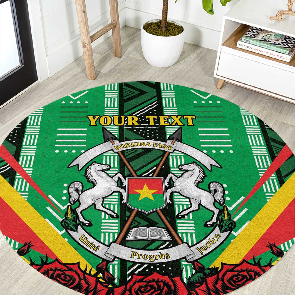 Personalised Afro Burkina Faso Round Carpet Coat Of Arms With Rose