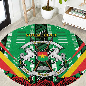 Personalised Afro Burkina Faso Round Carpet Coat Of Arms With Rose