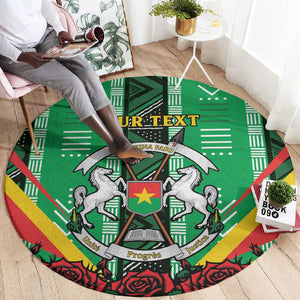 Personalised Afro Burkina Faso Round Carpet Coat Of Arms With Rose
