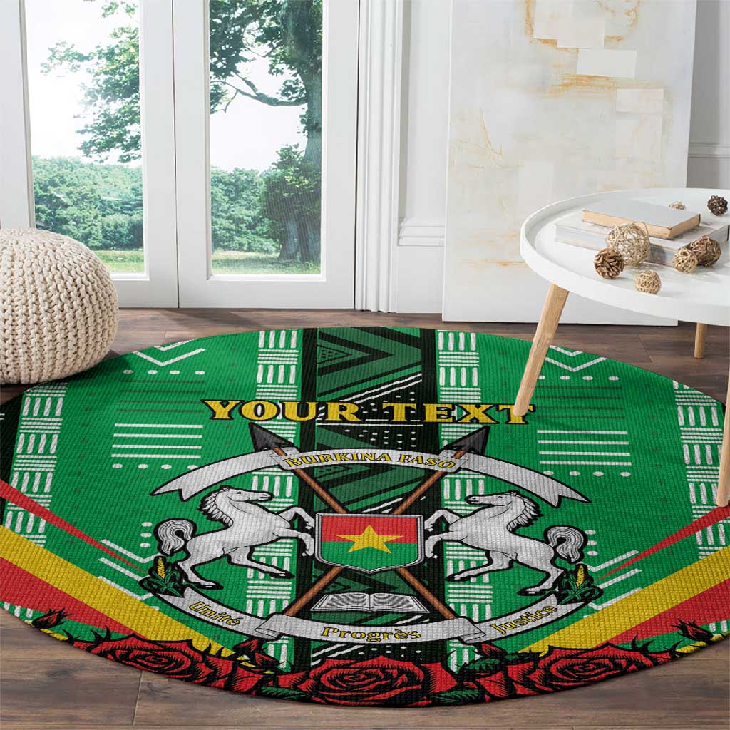 Personalised Afro Burkina Faso Round Carpet Coat Of Arms With Rose