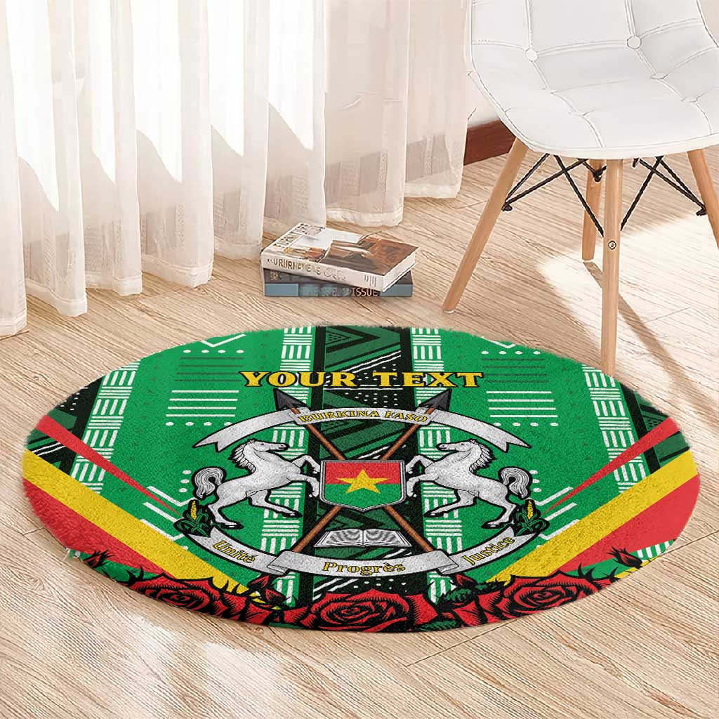 Personalised Afro Burkina Faso Round Carpet Coat Of Arms With Rose