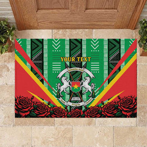 Personalised Afro Burkina Faso Rubber Doormat Coat Of Arms With Rose