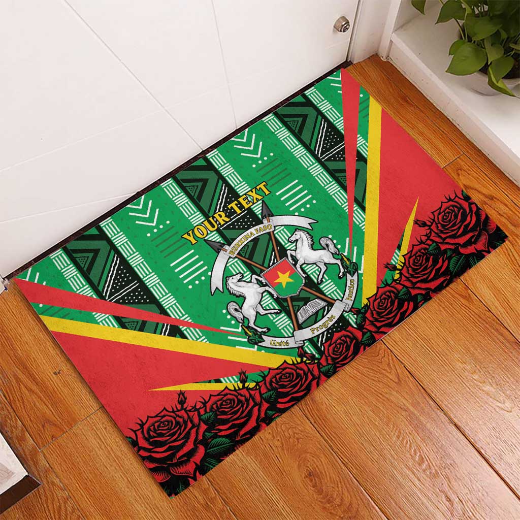 Personalised Afro Burkina Faso Rubber Doormat Coat Of Arms With Rose