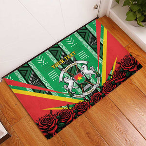 Personalised Afro Burkina Faso Rubber Doormat Coat Of Arms With Rose