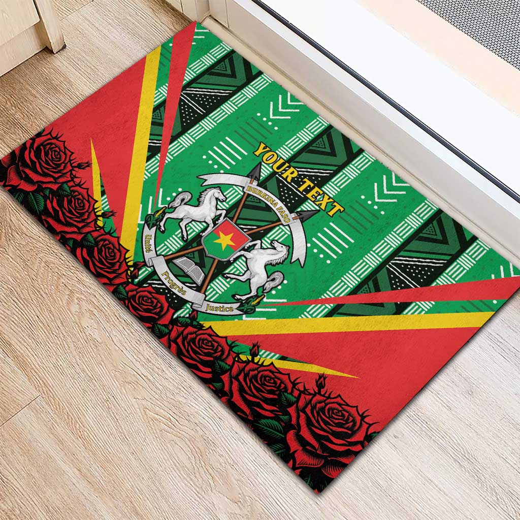 Personalised Afro Burkina Faso Rubber Doormat Coat Of Arms With Rose