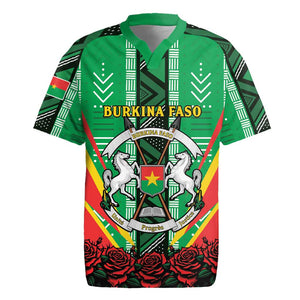 Personalised Afro Burkina Faso Rugby Jersey Coat Of Arms With Rose