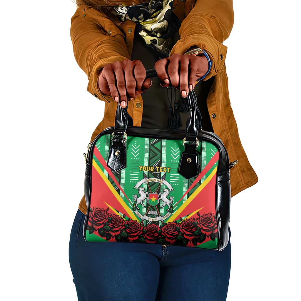 Personalised Afro Burkina Faso Shoulder Handbag Coat Of Arms With Rose