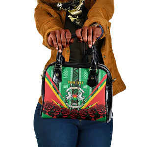 Personalised Afro Burkina Faso Shoulder Handbag Coat Of Arms With Rose
