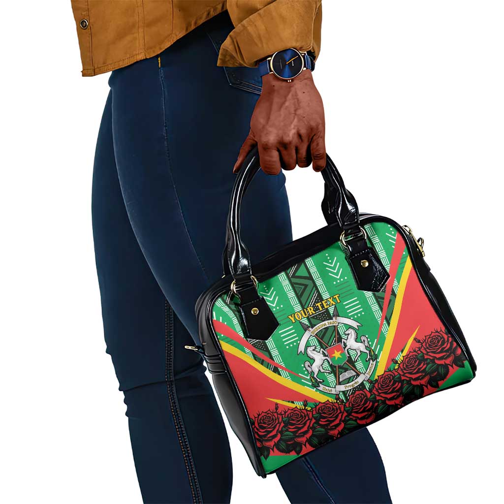 Personalised Afro Burkina Faso Shoulder Handbag Coat Of Arms With Rose