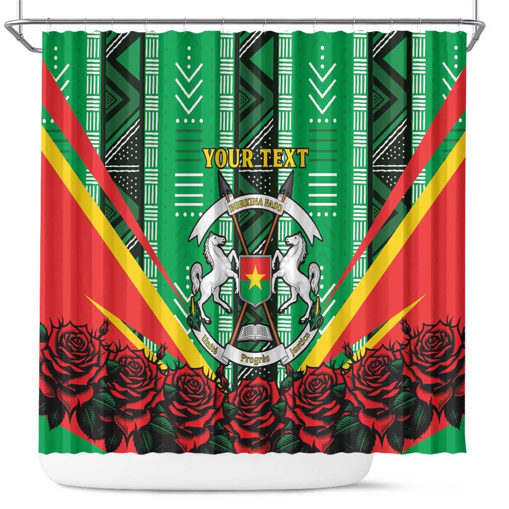 Personalised Afro Burkina Faso Shower Curtain Coat Of Arms With Rose