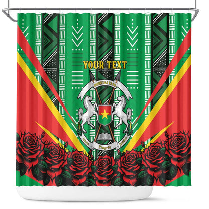 Personalised Afro Burkina Faso Shower Curtain Coat Of Arms With Rose