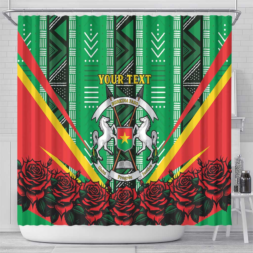 Personalised Afro Burkina Faso Shower Curtain Coat Of Arms With Rose