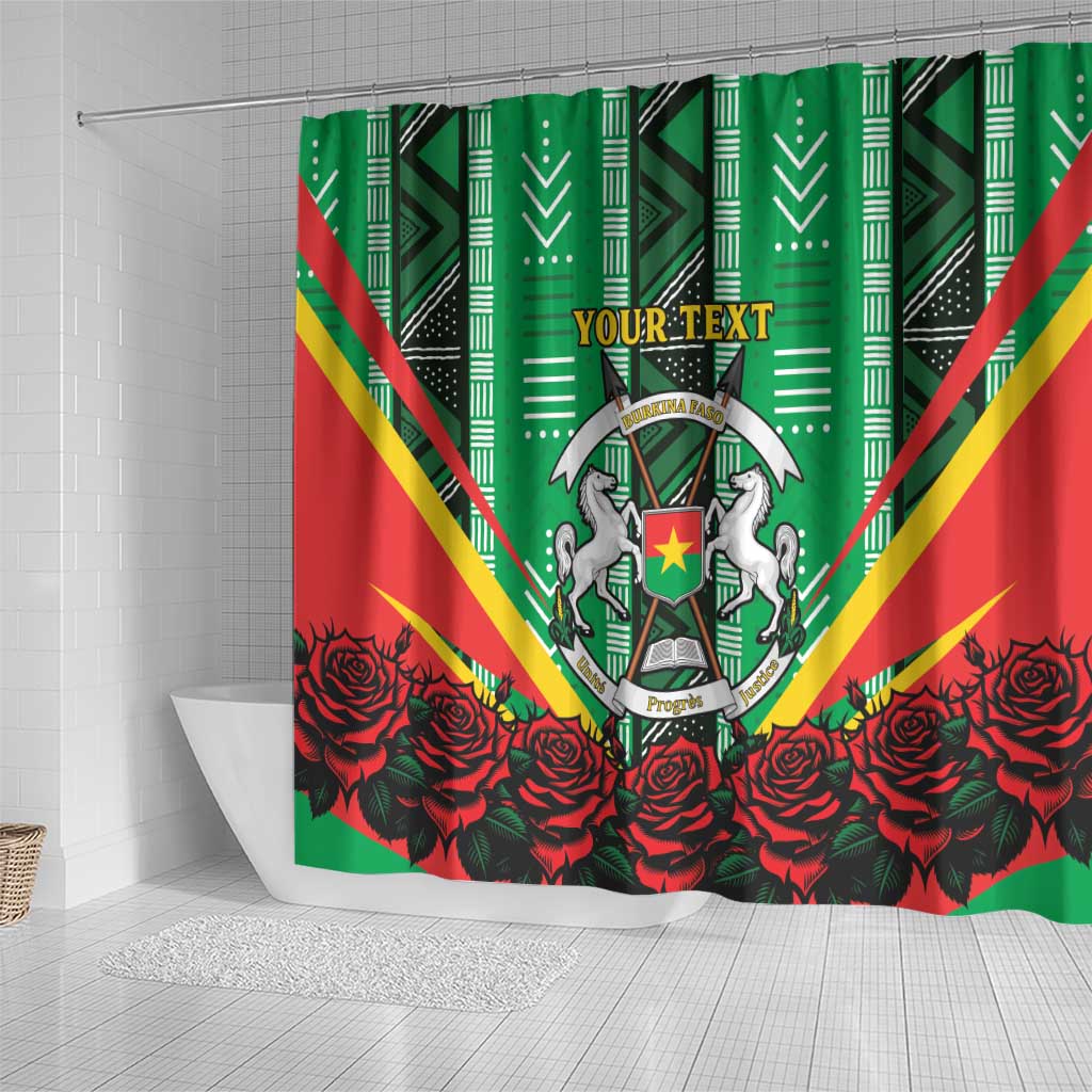 Personalised Afro Burkina Faso Shower Curtain Coat Of Arms With Rose