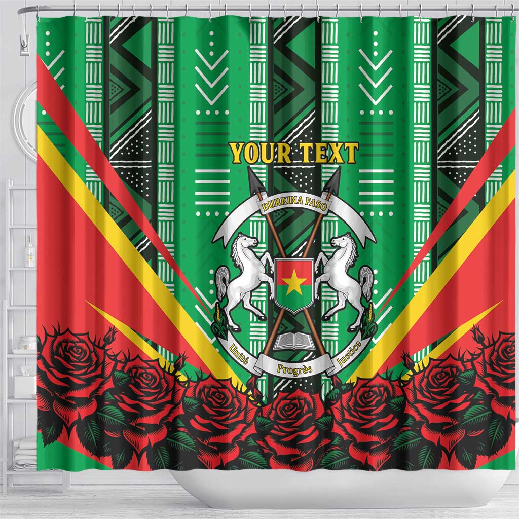Personalised Afro Burkina Faso Shower Curtain Coat Of Arms With Rose