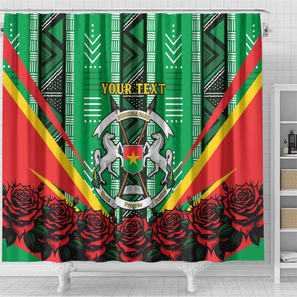 Personalised Afro Burkina Faso Shower Curtain Coat Of Arms With Rose